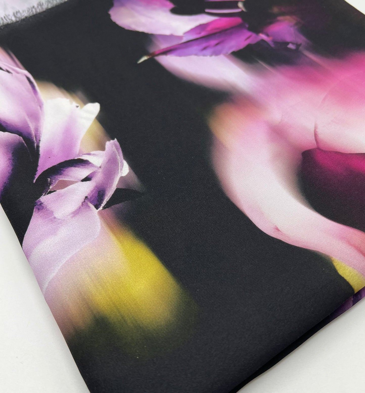 Black Purple Floral Lightweight Crepe Fabric 125GSM Non Stretch