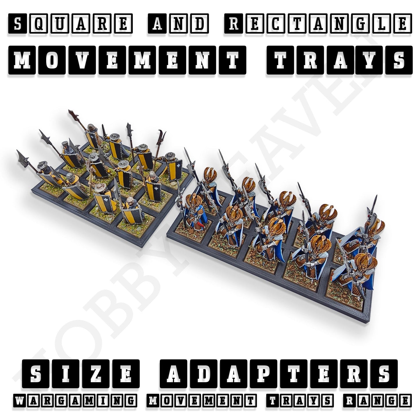 Square and Rectangle Movement Tray Adapters for Tabletop Games