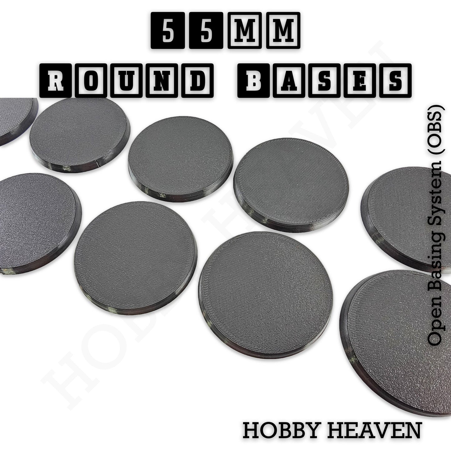 55mm Round Textured Bases 3D Printed Infinity Compatible