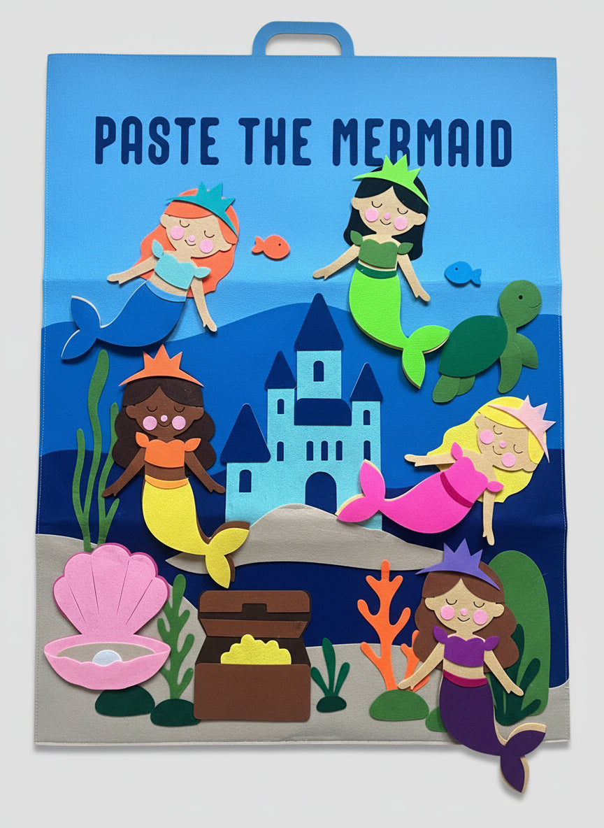 Back in stock: Paste The Mermaid Felt Play Board-Magical Dress up activity for girls