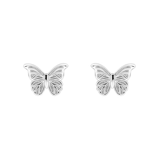 Laura Ashley Silver Butterfly Garden Stud Earrings