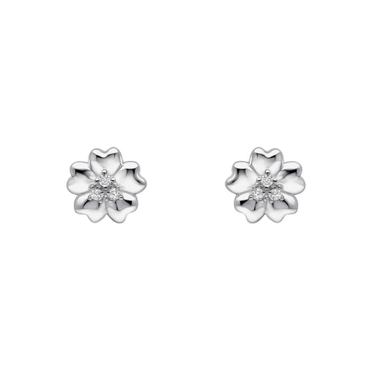 Laura Ashley Silver Riverly Ditsy Pave Flower Stud Earrings