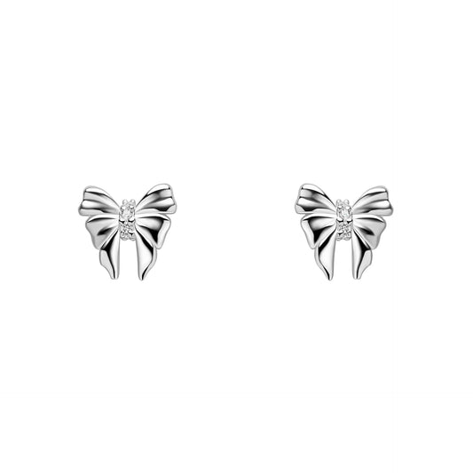 Laura Ashley Silver Kids Milda Bow Stud Earrings