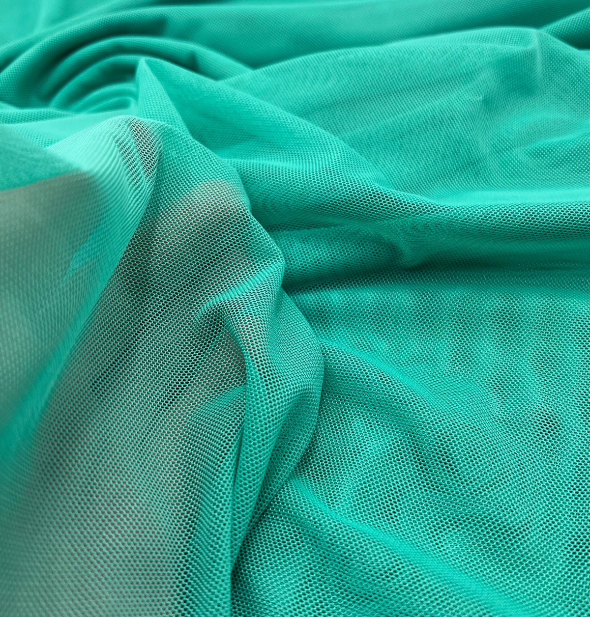 Plain Jade Green Mesh Fabric Stretch