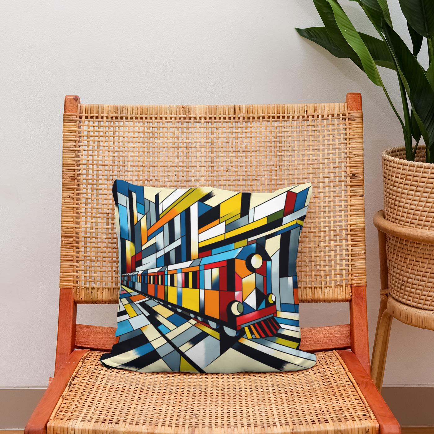Cubist Conveyance Cotton Cushion