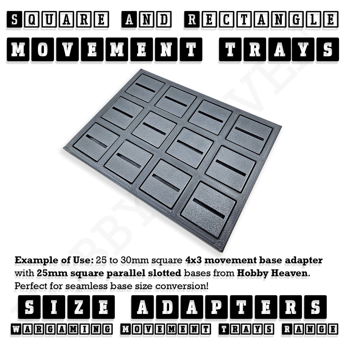 Square and Rectangle Movement Tray Adapters for Tabletop Games