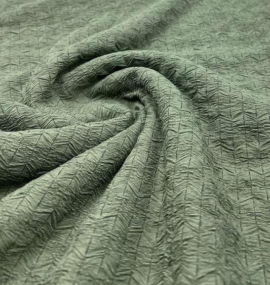 Khaki Green Textured 2 Way Stretch Fabric