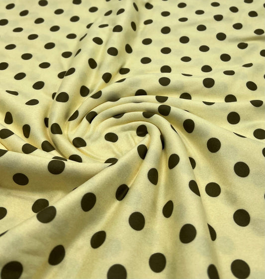 Lemon Polka Super Soft Bogota 4 Way Stretch Fabric