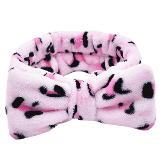 Shower Hot Pink Leopard Print Headband - Fluffy Makeup Hair Band