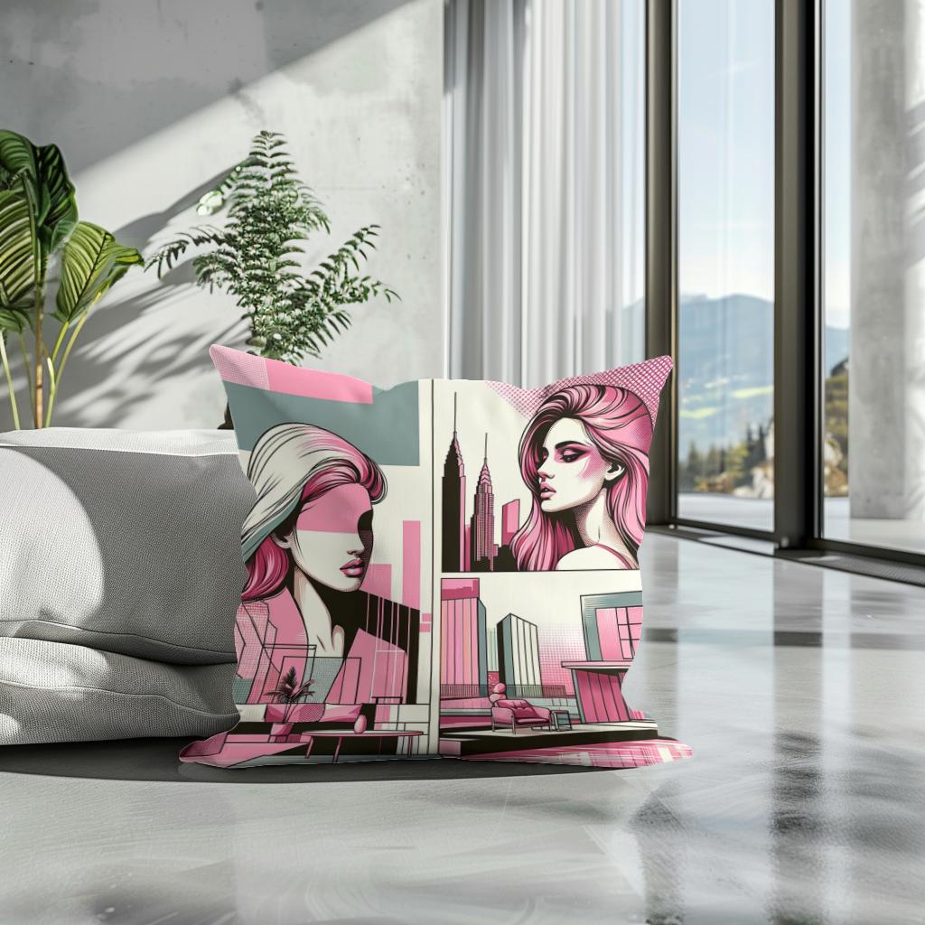 Urban Elegance: Modern Pop Art Cotton Cushion