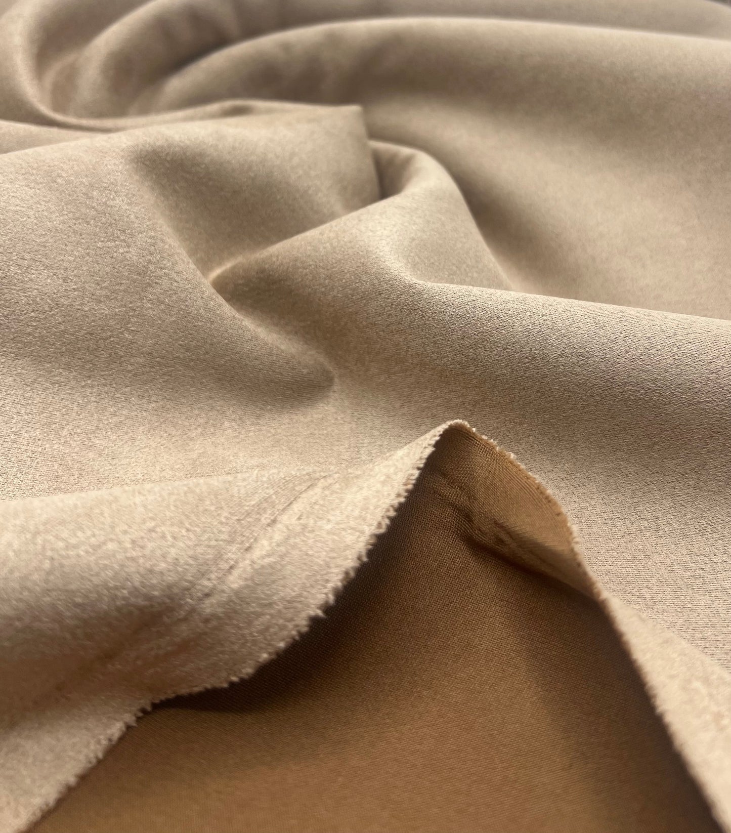 Tan Scuba Suede Jersey Fabric 280GSM 2 Way Stretch