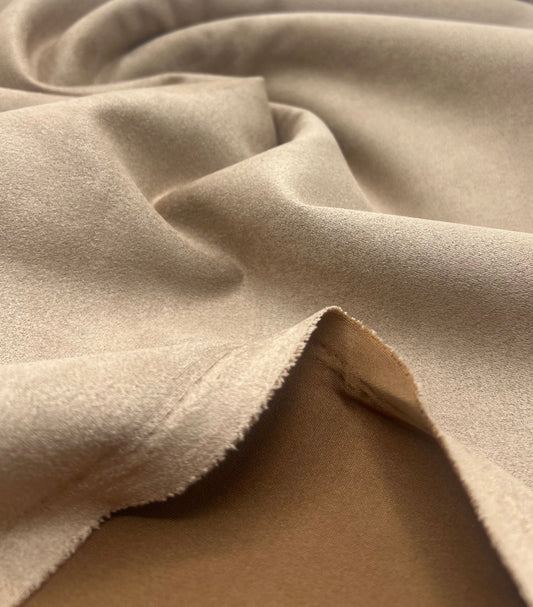 Tan Scuba Suede Jersey Fabric 280GSM 2 Way Stretch