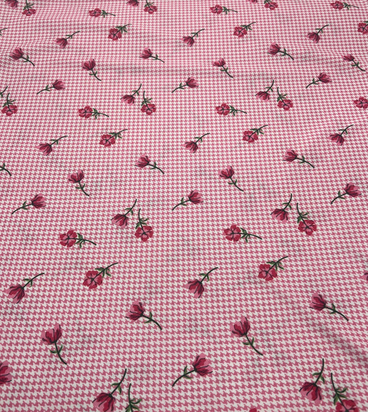 Pink Flower Floral Lightweight Stretch Fabric
