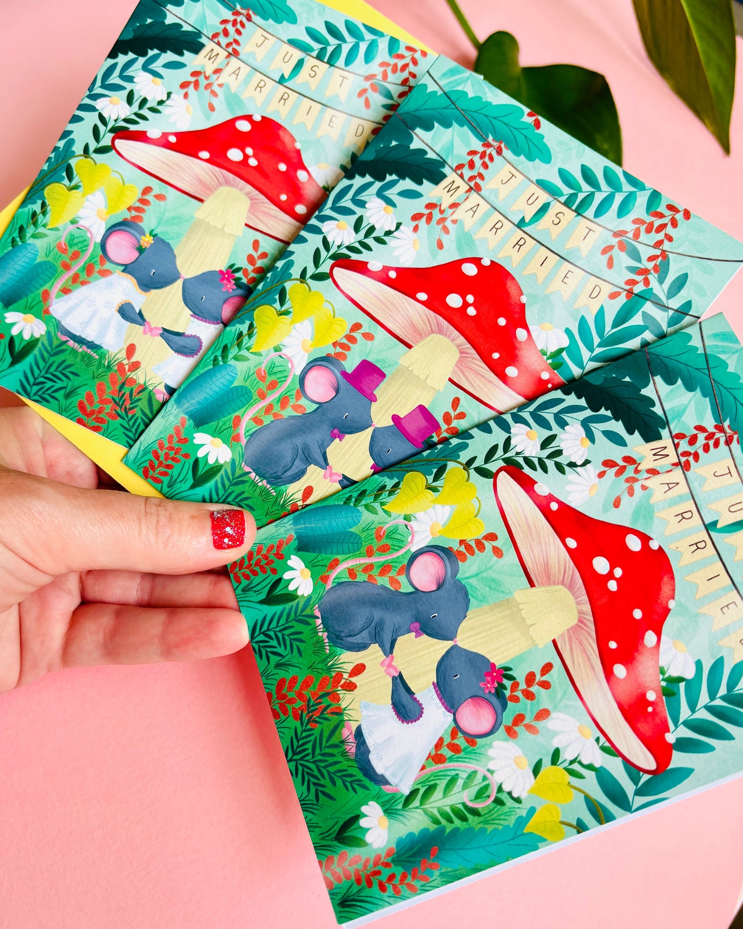 Handmade Gay Wedding Card- Whimsical Forest Themed Greetings Card