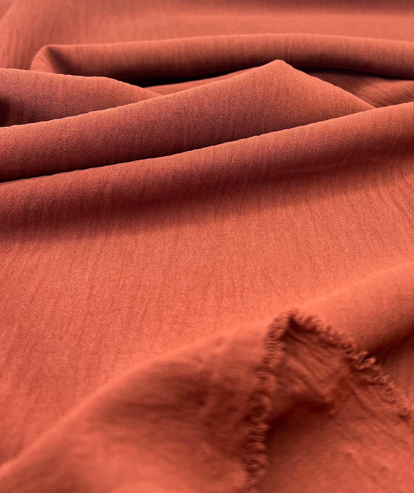 Plain Autumn Brown Ocean Crepe Stretch Fabric Non Stretch