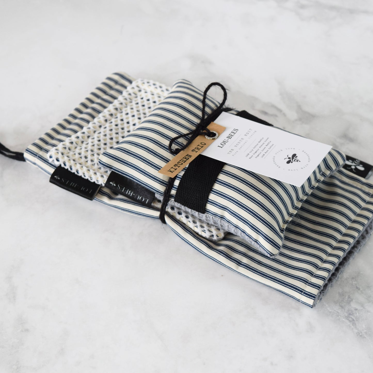 French Inspired Navy Stripe Kitchen Trio