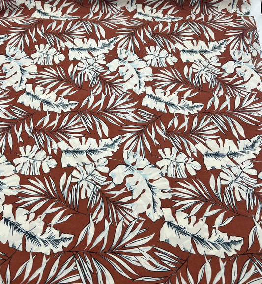 Terracotta Leave Lightweight Fabric 70GSM Non Stretch