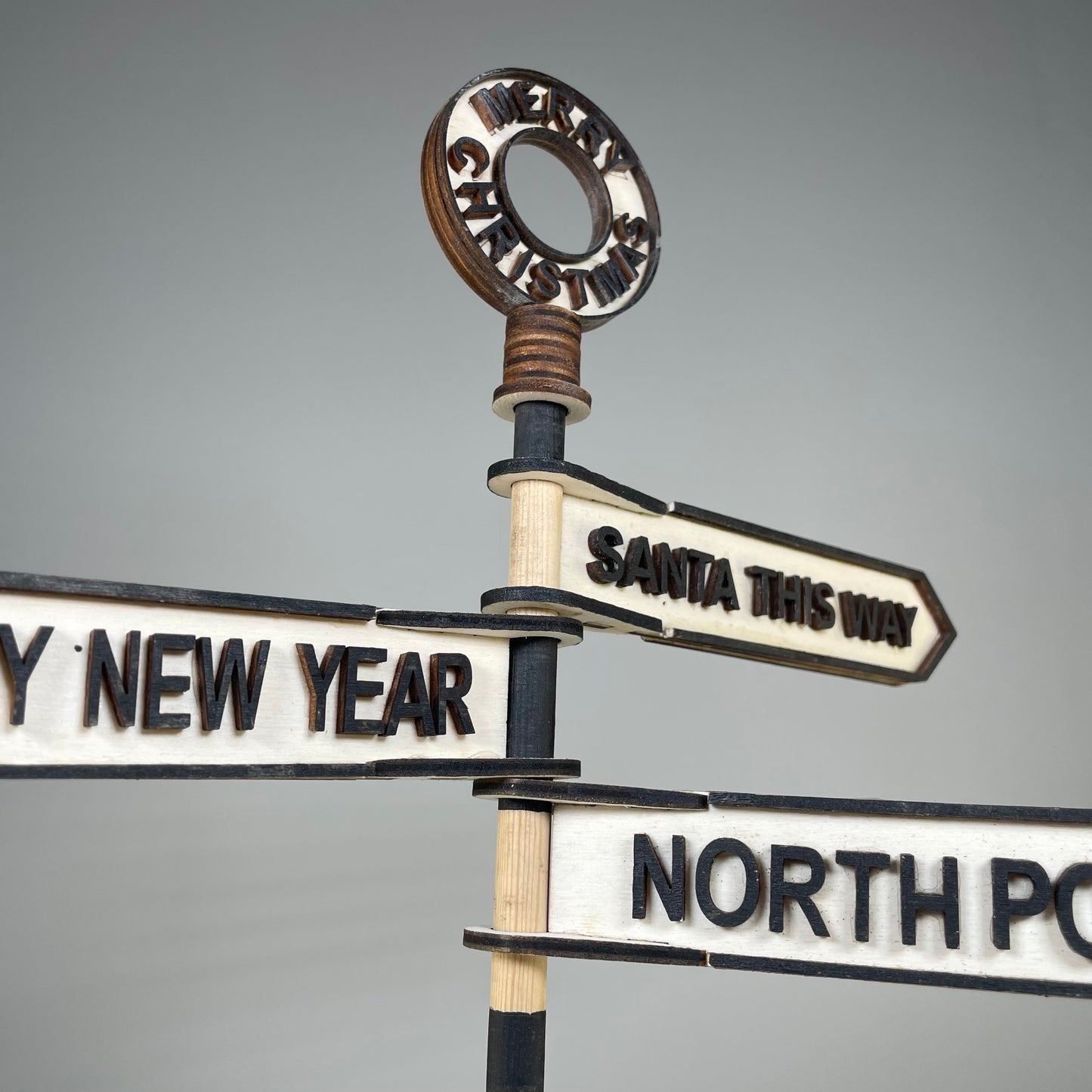 Christmas Direction Sign - Handmade Ornament by Curious Rabbit ®