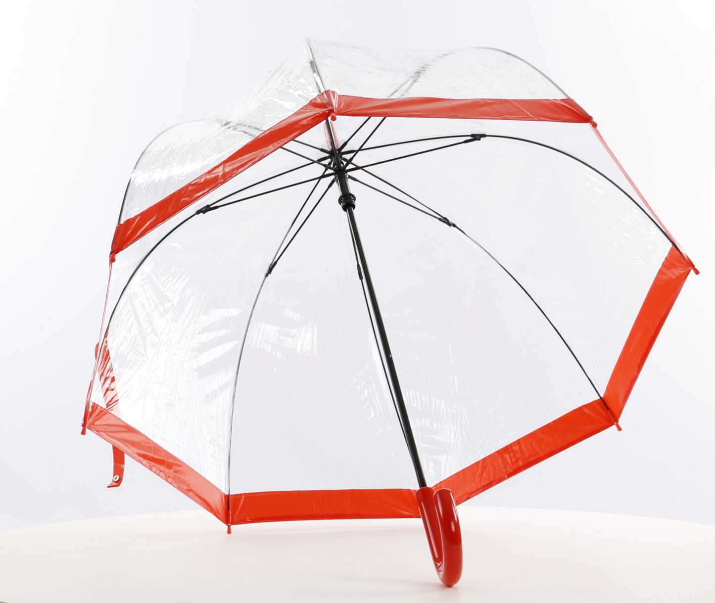 Everyday Clear Vinyl Dome Umbrella Red
