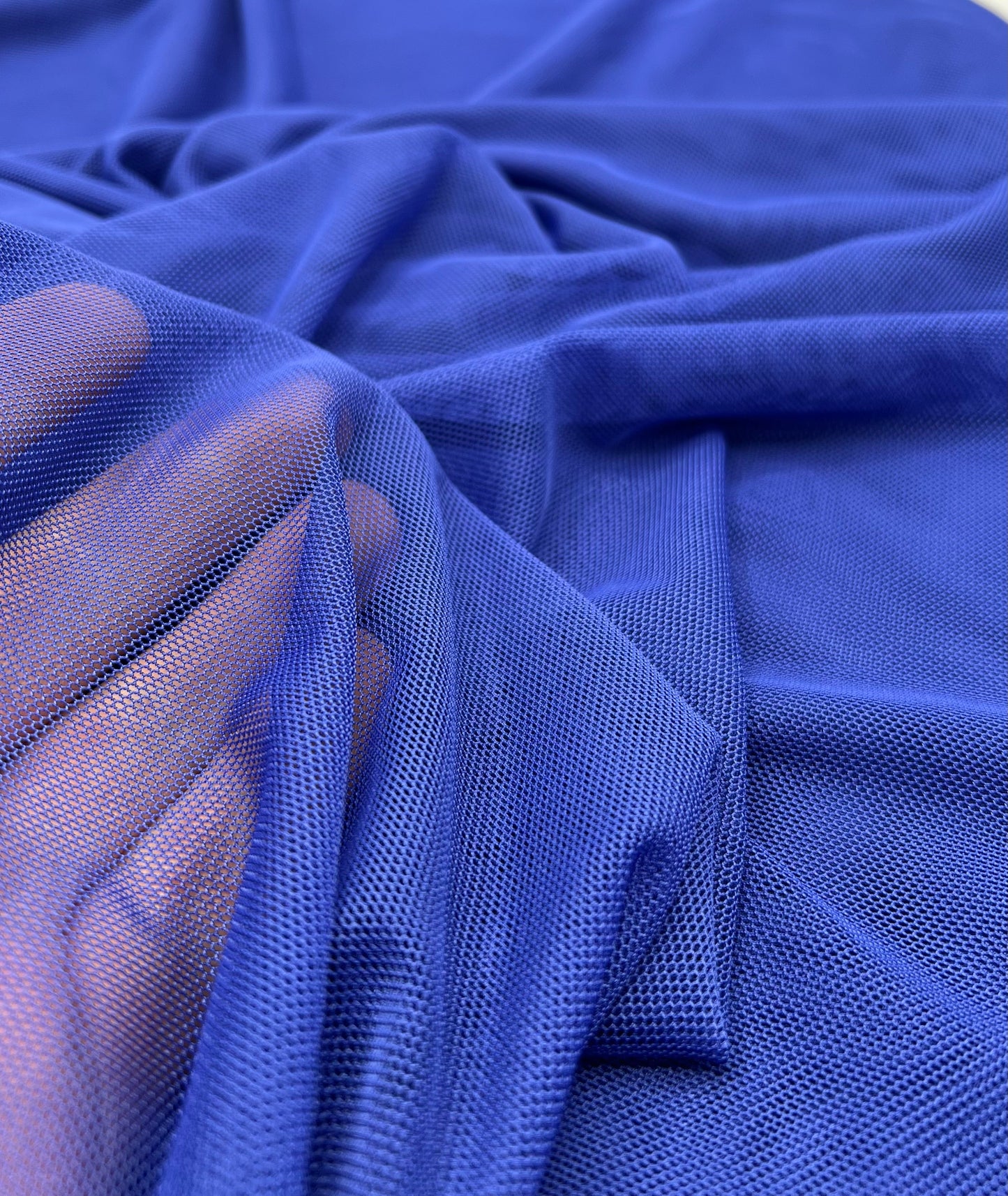 Plain Blue Mesh Fabric Stretch