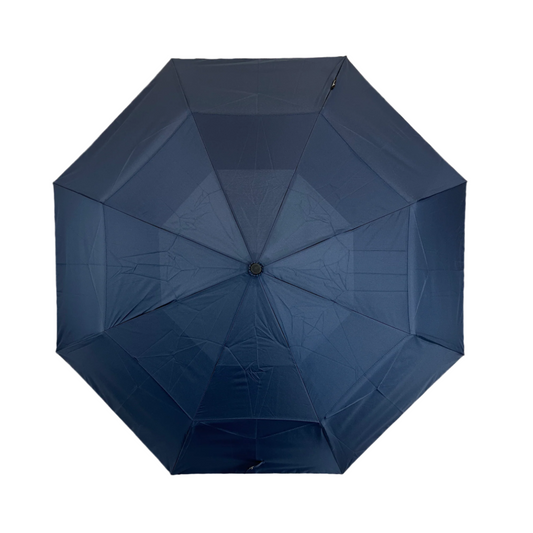 Gents Auto Compact Umbrella Navy (Wood effect/Matt ABS handle)