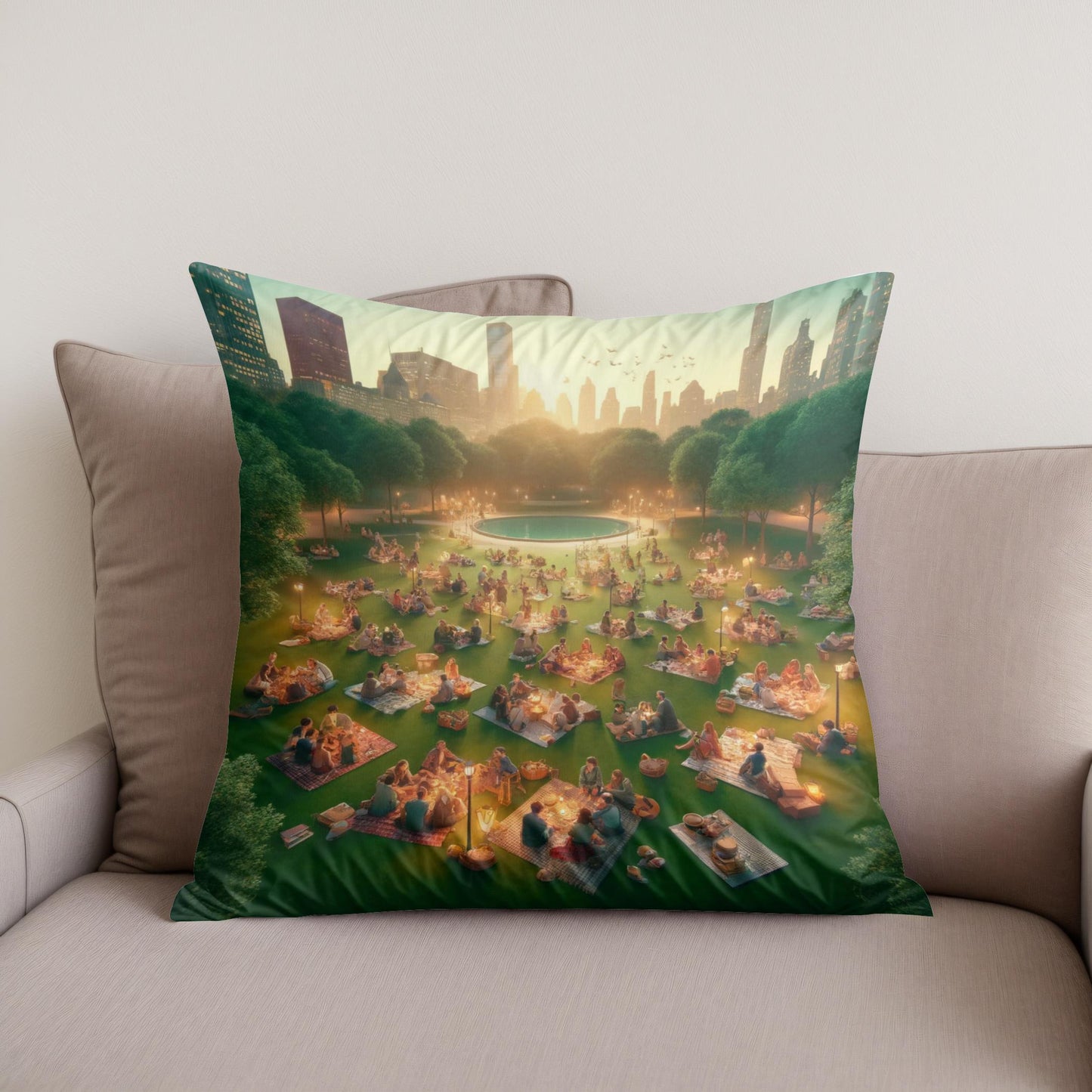 Picnic Sunset in Summer Cotton Cushion