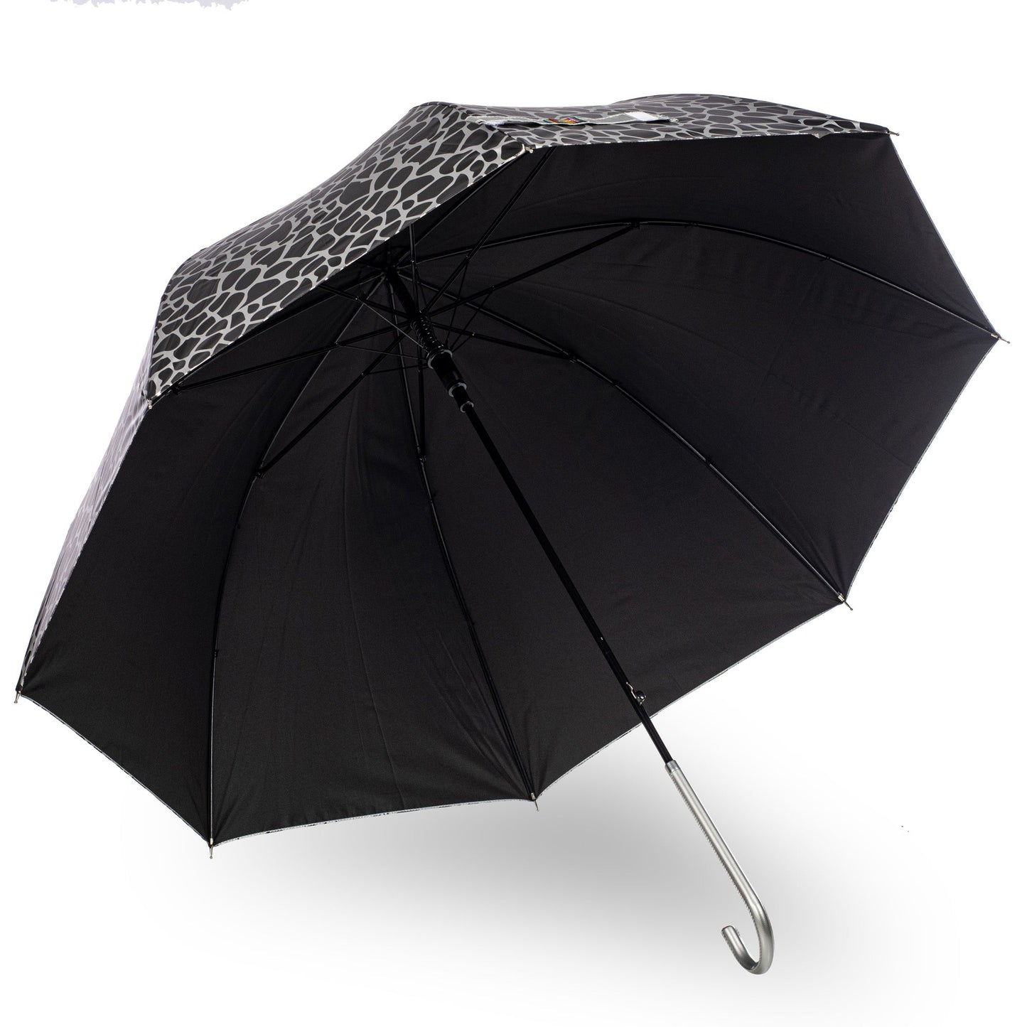 Everyday Giraffe Print (Metallic) Silver Stick Umbrella