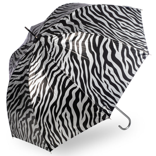 Everyday Zebra Print (Metallic) Silver Stick Umbrella