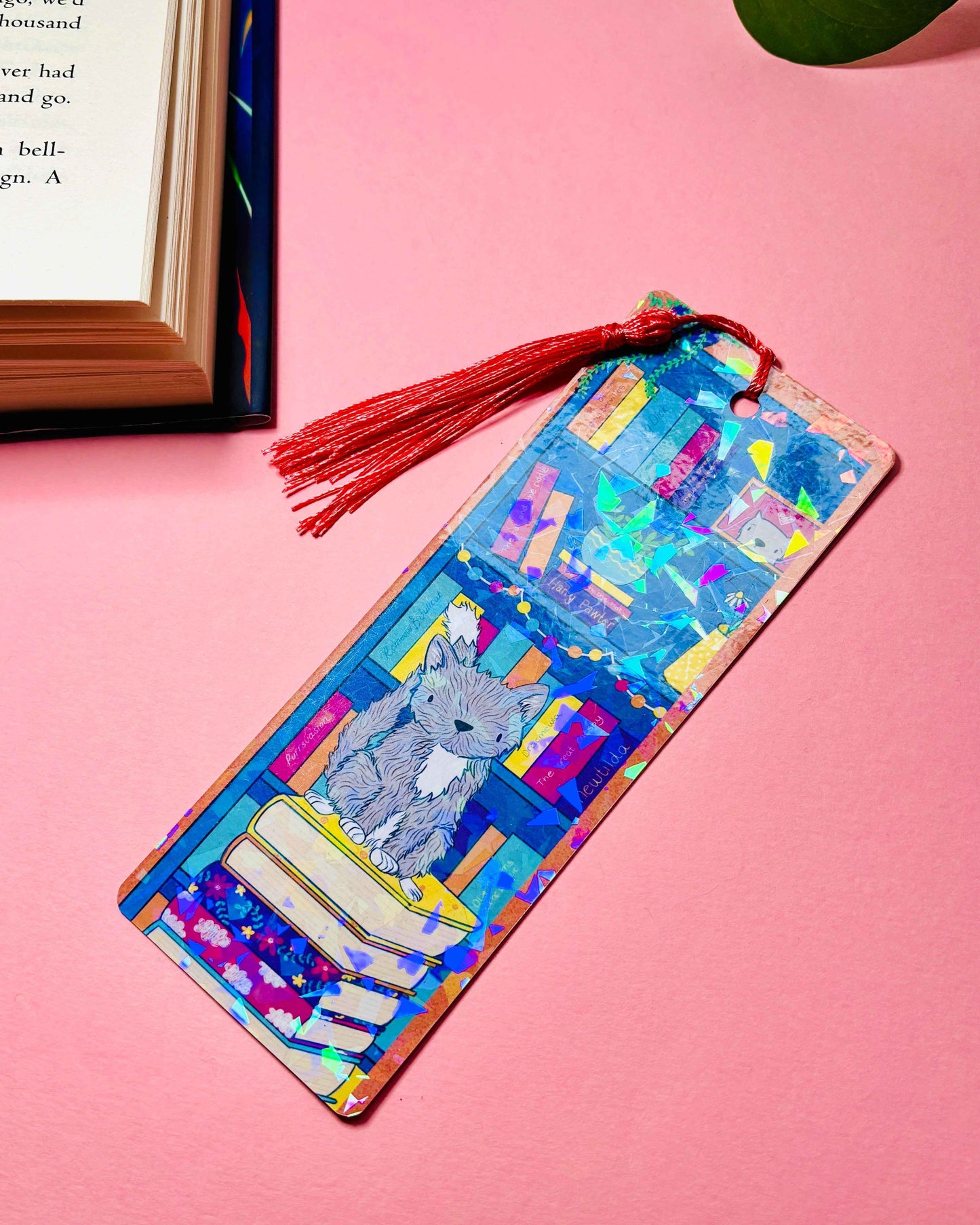 Cat Bookmark- Handmade Holographic Bookmark