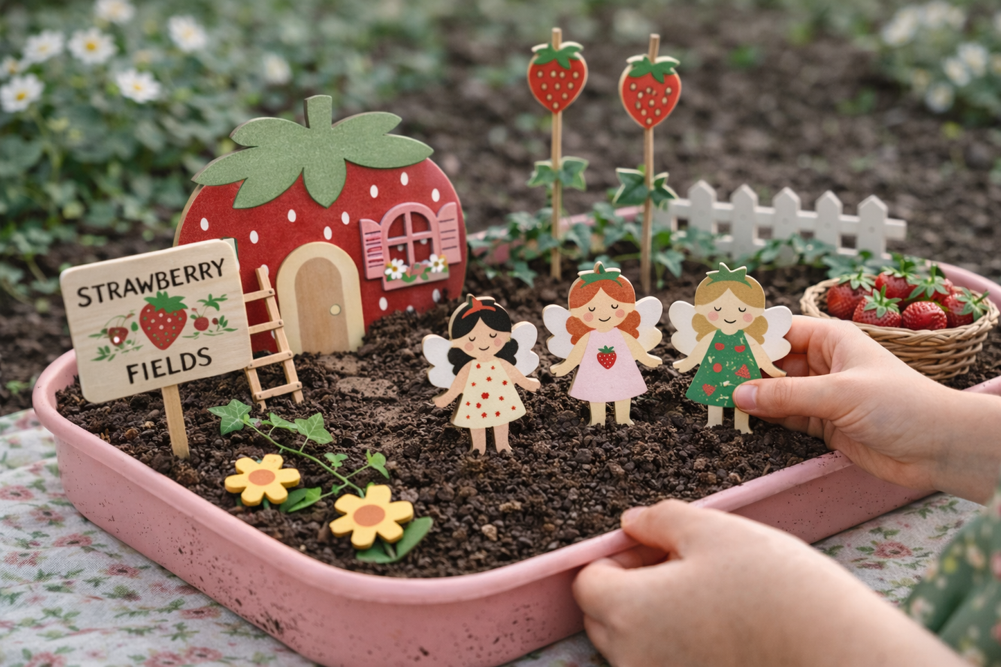 Fairy Garden Starter Kit (Apron,Tray, Shovel, Fairies, Soil & Seeds)