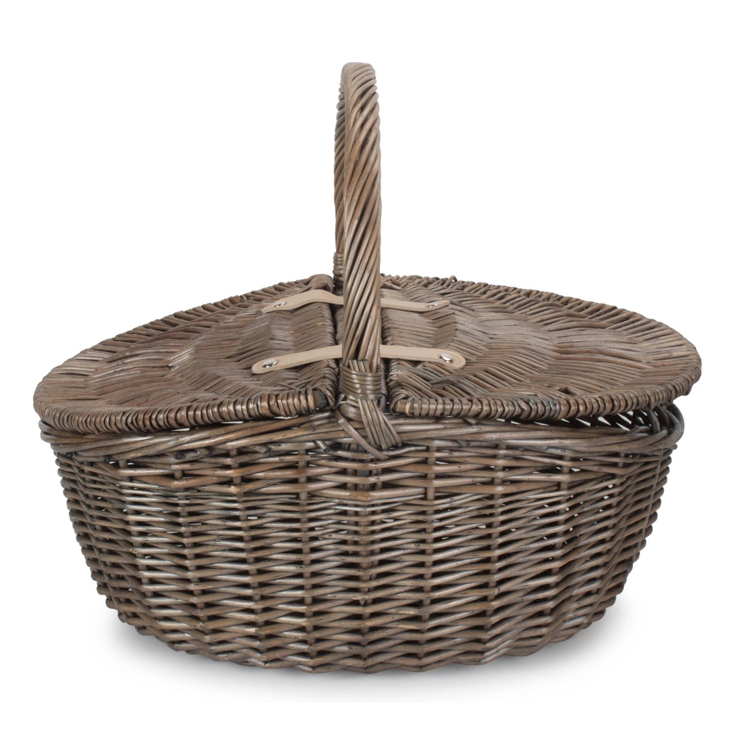 Antique Wash Finish Willow Oval Picnic Basket