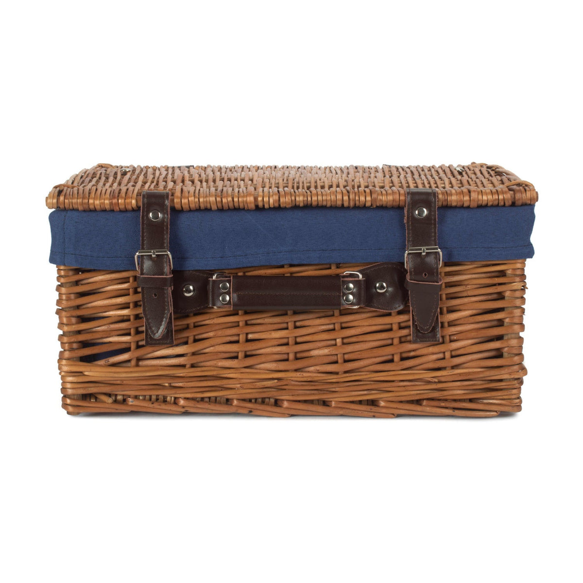 16 Inch Double Steamed Willow Hamper with Navy Blue Lining