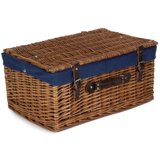 20 Inch Double Steamed Willow Hamper Trunk with Navy Blue Lining