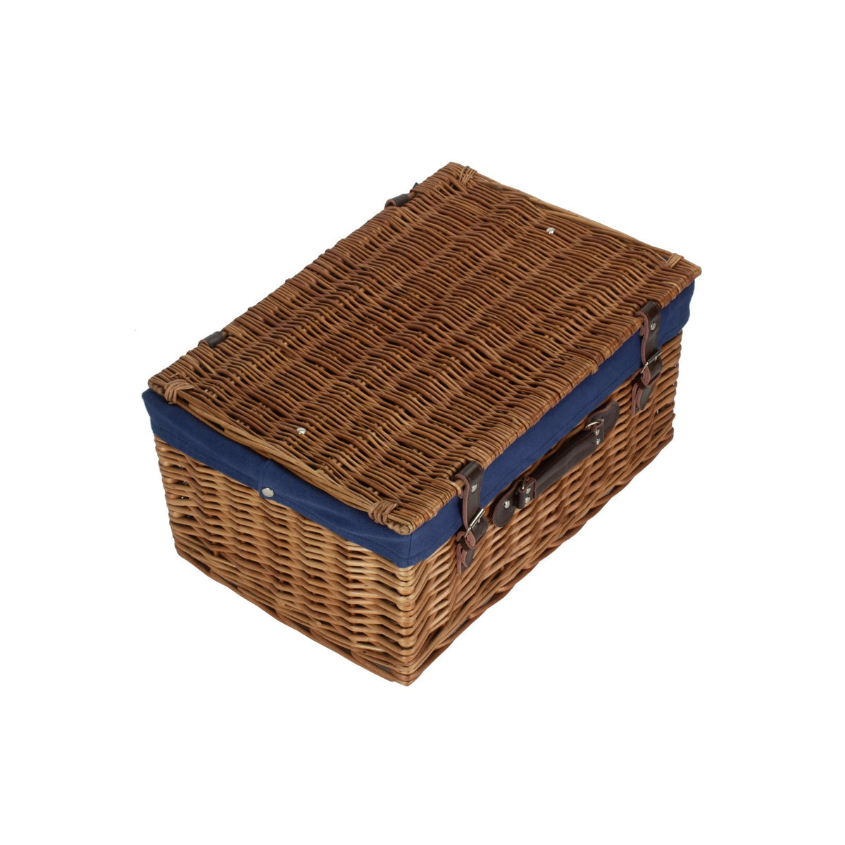 20 Inch Double Steamed Willow Hamper Trunk with Navy Blue Lining