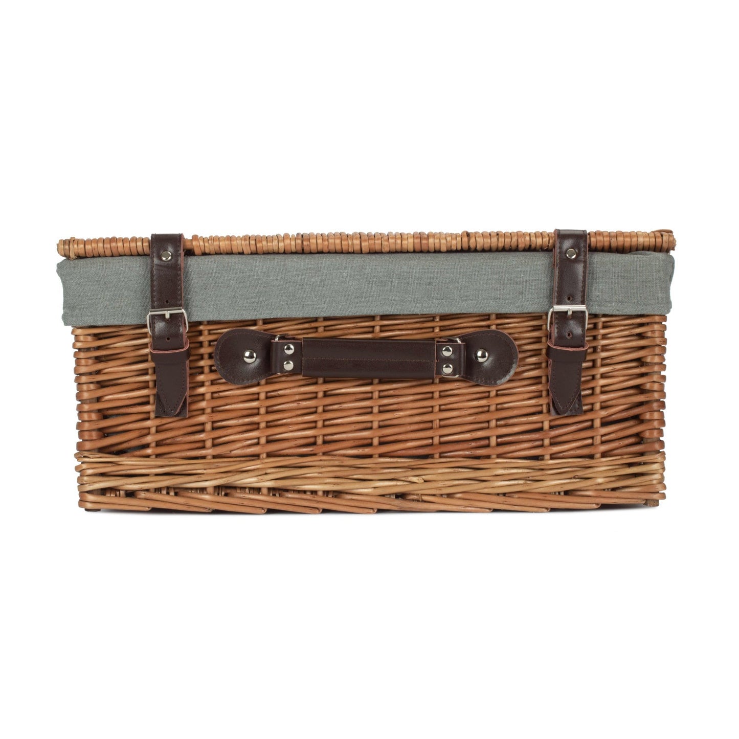 18 Inch Double Steamed Willow Hamper Trunk with Grey Sage Lining