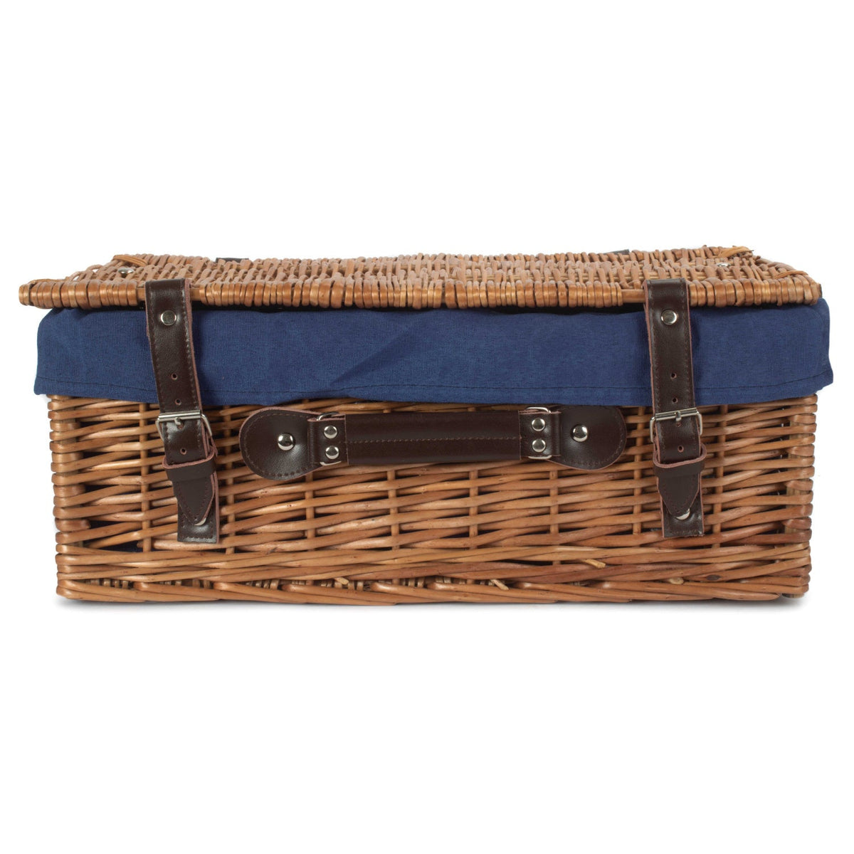 18 Inch Double Steamed Willow Hamper Trunk with Navy Blue Lining