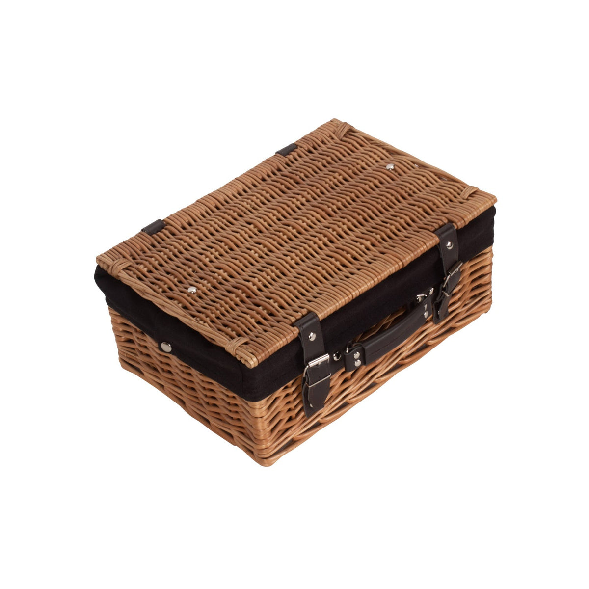 14 Inch Double Steamed WIllow Hamper with Black Lining