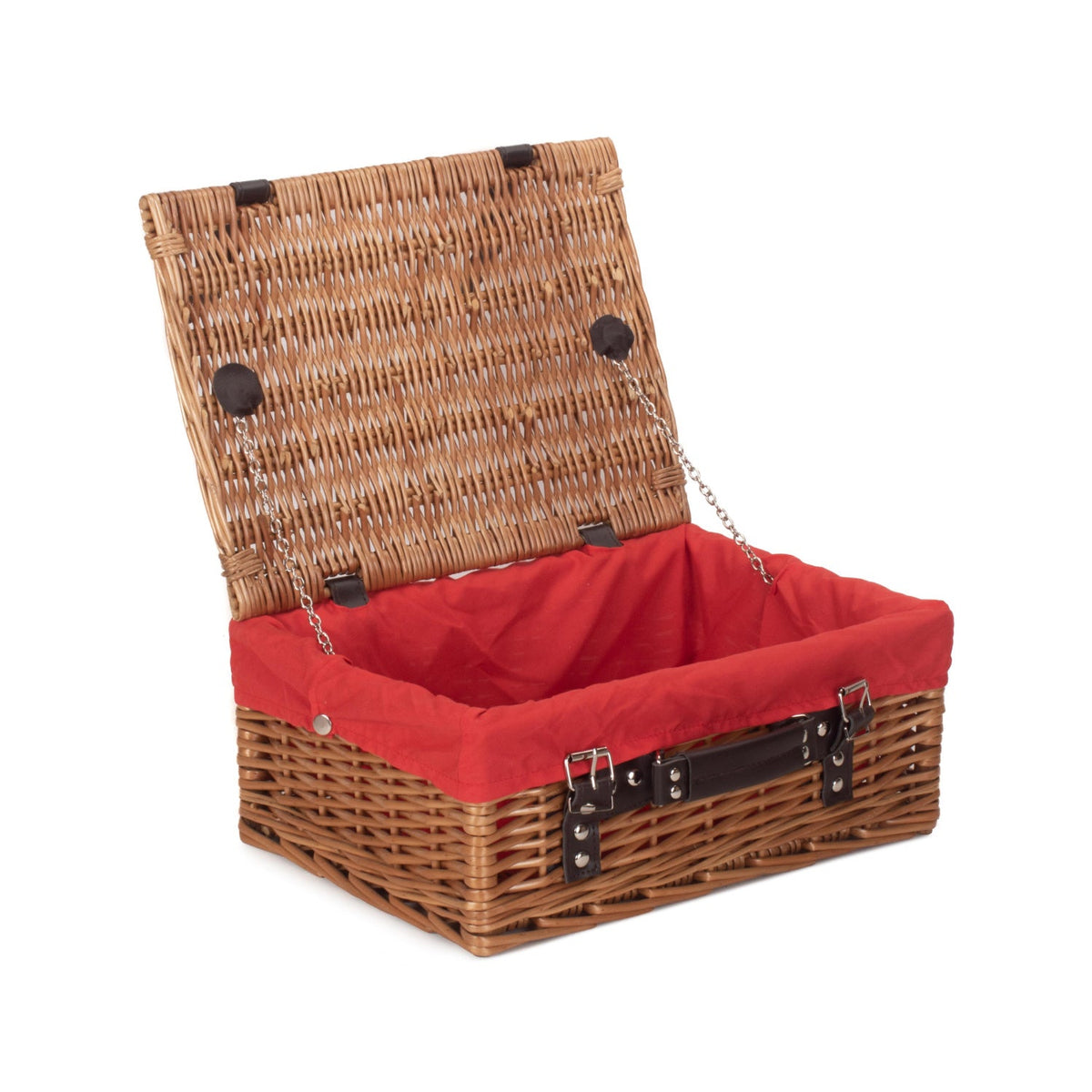 14 Inch Double Steamed Willow Hamper with Red Lining