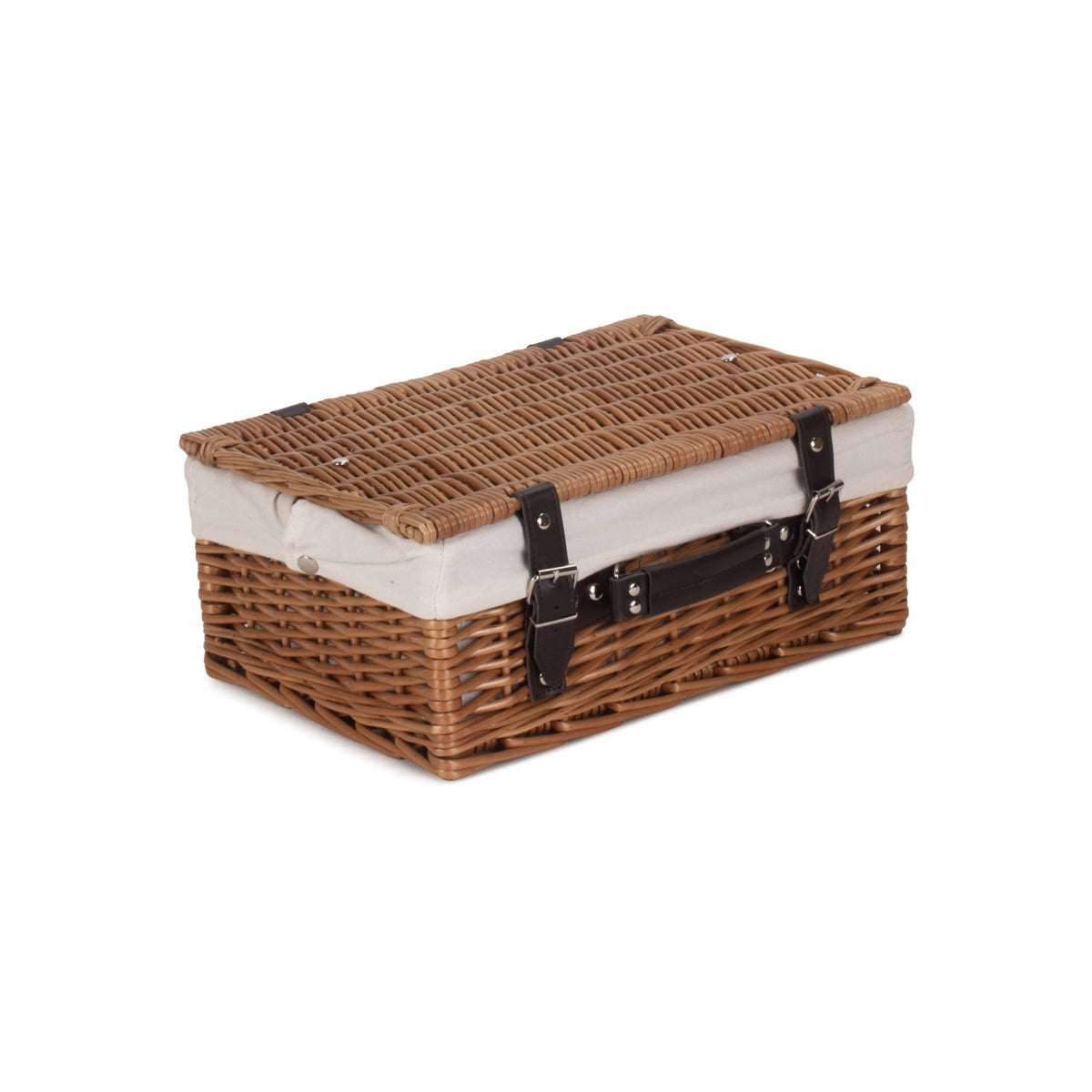 14 Inch Double Steamed Willow Hamper with White Lining