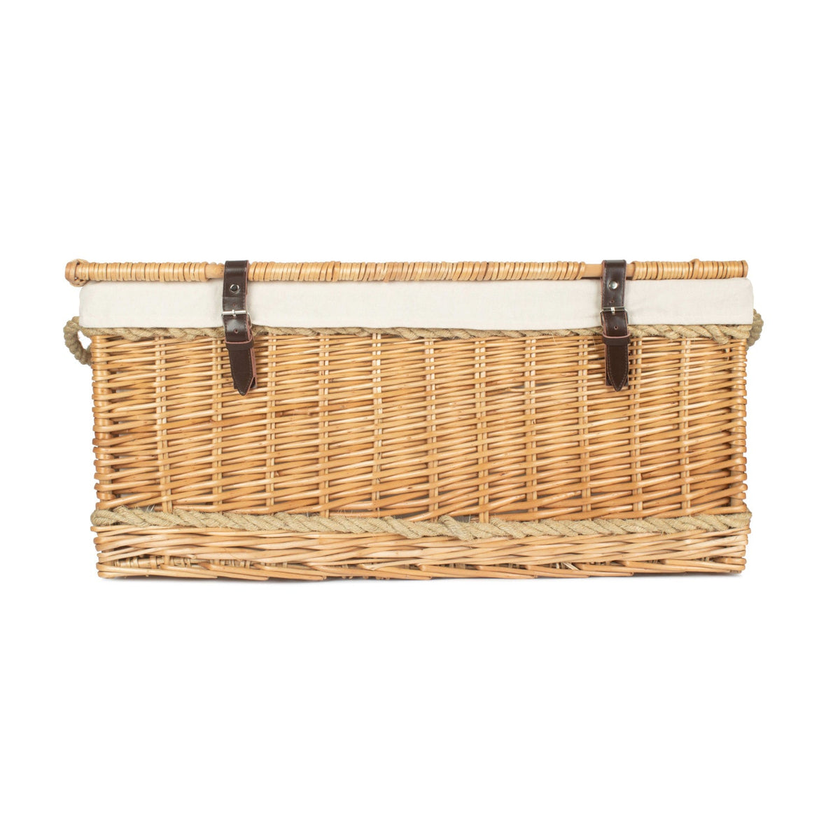 28 Inch Rope Handled Willow Hamper Trunk with White Lining