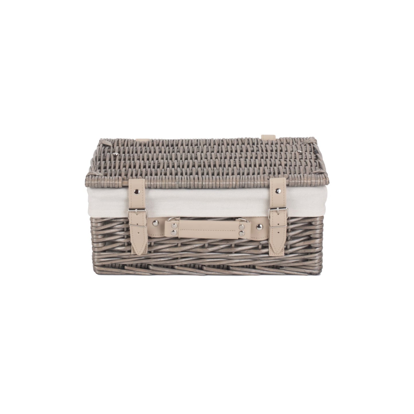 14 Inch Antique Wash Willow Hamper with White Lining
