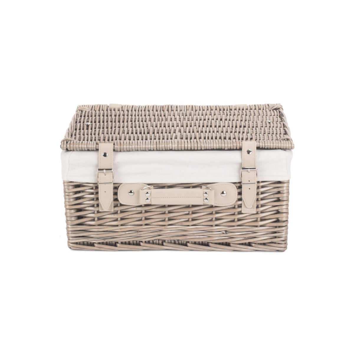 16 Inch Antique Wash Willow Hamper with White Lining