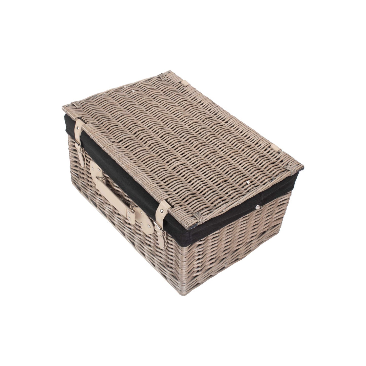 20 Inch Antique Wash Willow Hamper with Black Lining