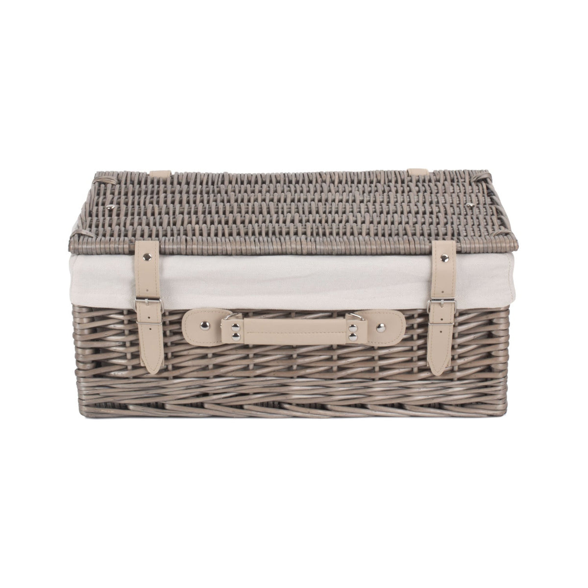 18 Inch Antique Wash Willow Hamper with White Lining