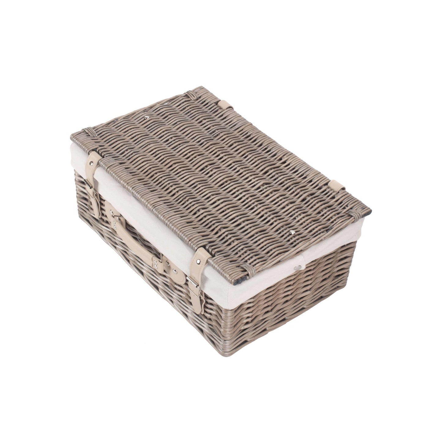 18 Inch Antique Wash Willow Hamper with White Lining