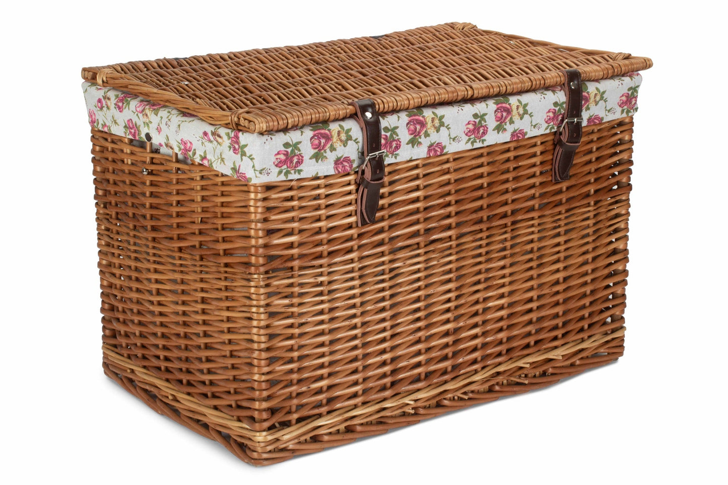24" Double Steamed Willow Chest Hamper Trunk with Garden Rose Lining