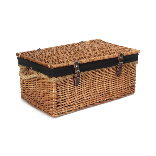 24 Inch Double Steamed Willow Rope Handled Trunk with Black Lining