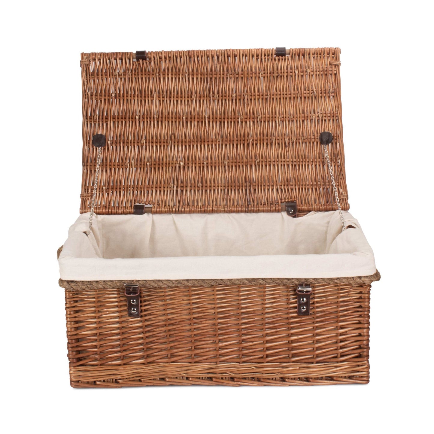 24 Inch Double Steamed Willow Rope Handled Trunk with White Lining