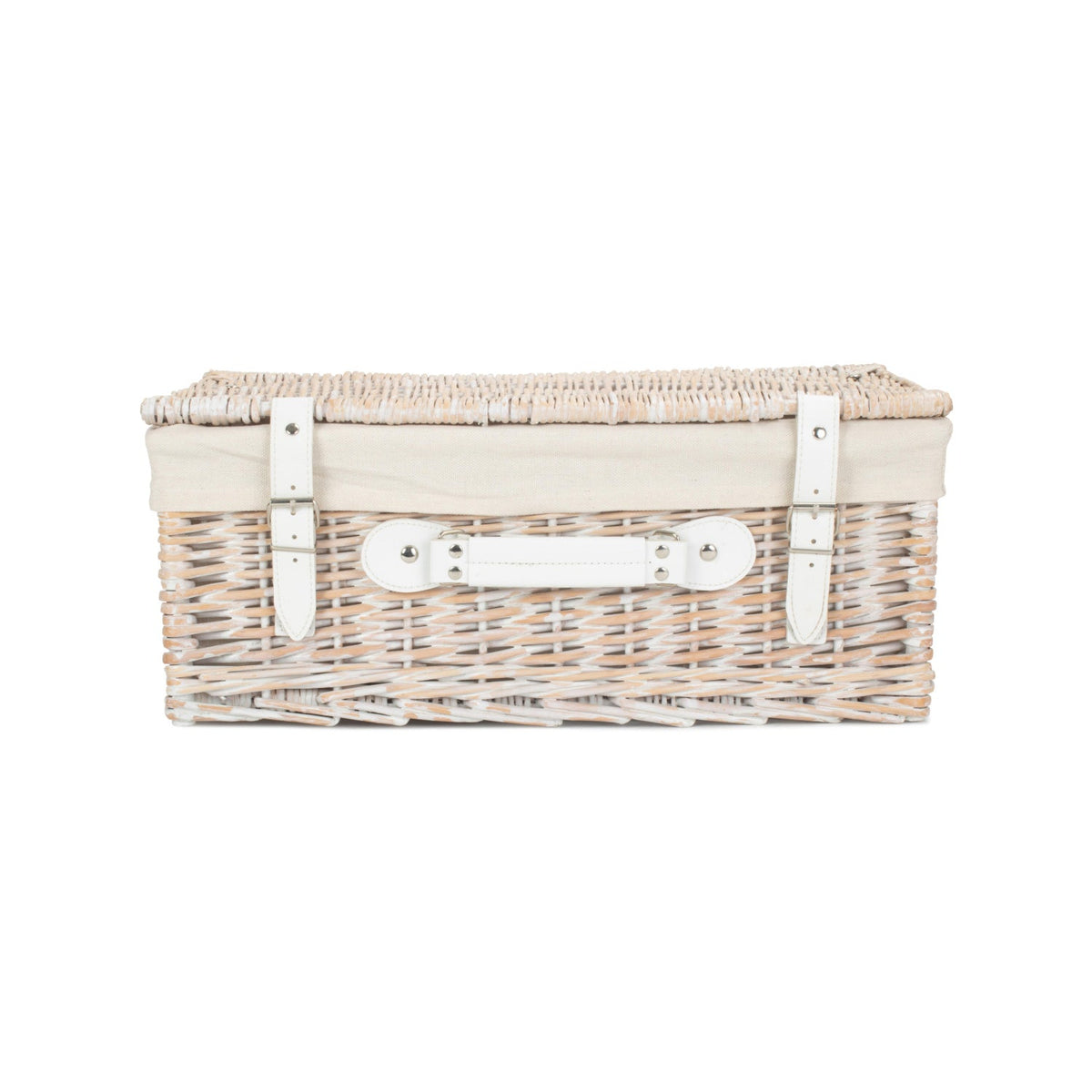 18 Inch White Wash Willow Hamper with White Lining