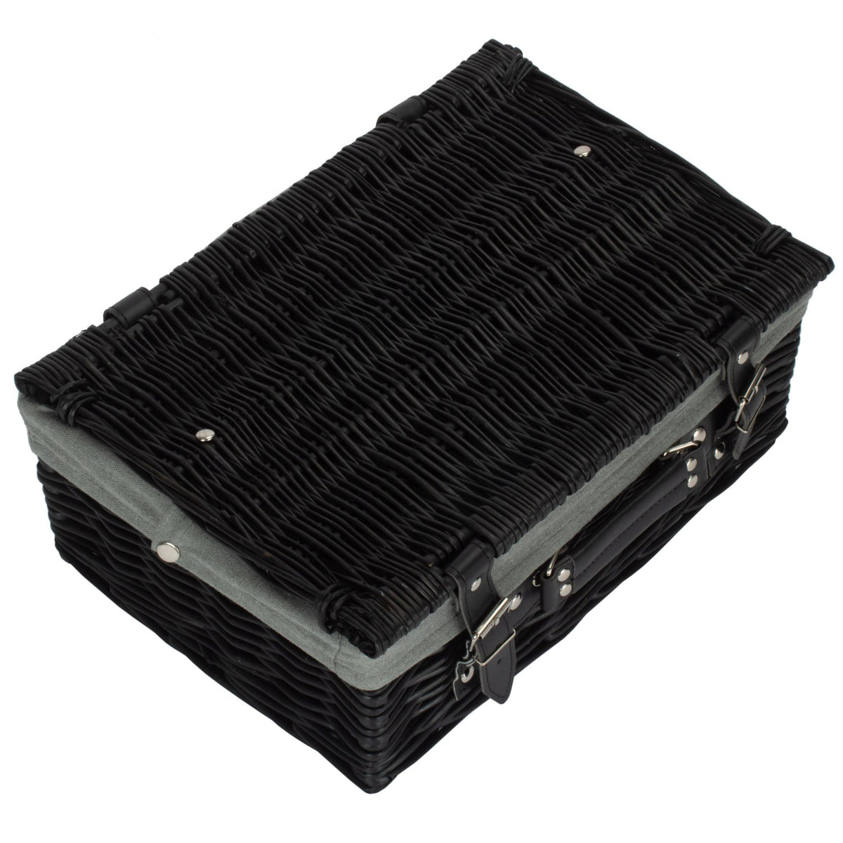 14 Inch Black Willow Hamper with Grey Sage Lining